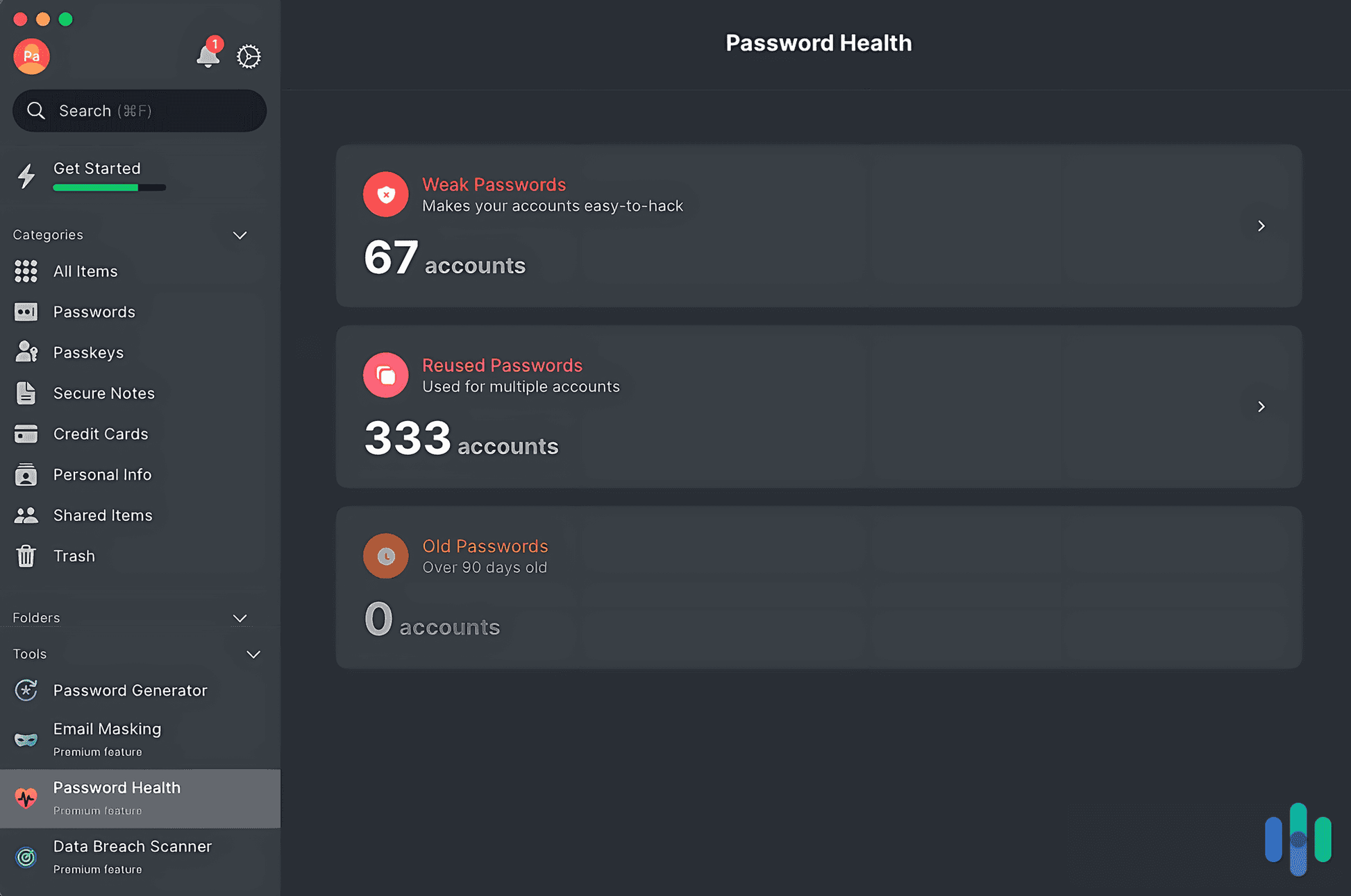 Password health on NordPass.